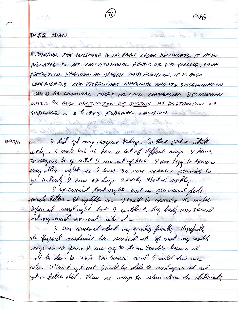 Dr John WorldPeace 2008 Prison Journal